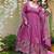 Pink premium crunchy silk anarkali suit set with multi embroidery