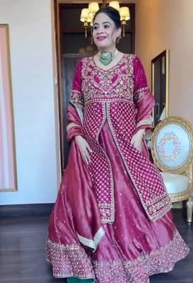 Designer chinon silk crop top lehenga set with sequins work 3