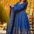 Heavy blue silk gown & palazzo set