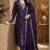 Elanora purple satin roman silk suit with heavy beads work