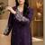 Elanora purple satin roman silk suit with heavy beads work