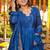 Heavy blue silk gown & palazzo set