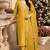 Laxury yellow satin roman silk suit with heavy beads work