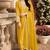 Laxury yellow satin roman silk suit with heavy beads work