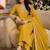 Laxury yellow satin roman silk suit with heavy beads work