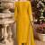 Laxury yellow satin roman silk suit with heavy beads work