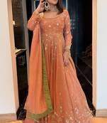 Star georgette Gown set & zari work