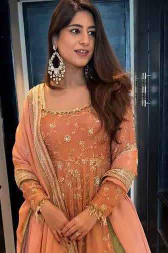 Star georgette Gown set & zari work