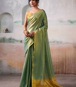 Light green colour elegant tissue silk saree with unstitch blouse