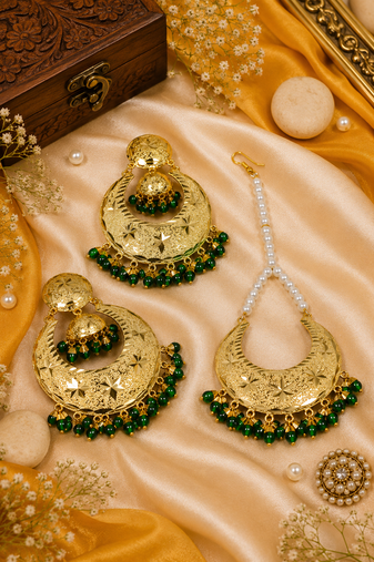 Gold plated chandbali set