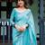 skyblue ready to wear saree with blouse