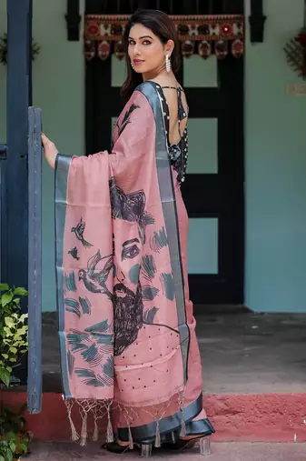 pink  ready to wear saree with  blouse