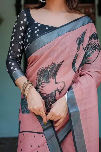 pink  ready to wear saree with  blouse