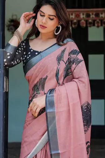 pink  ready to wear saree with  blouse