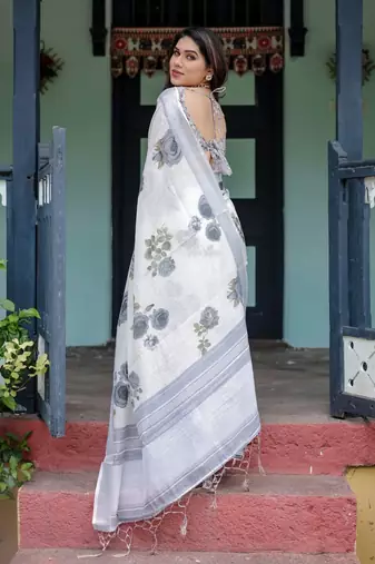 off white  ready to wear saree with  blouse