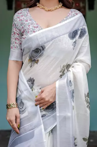 off white  ready to wear saree with  blouse