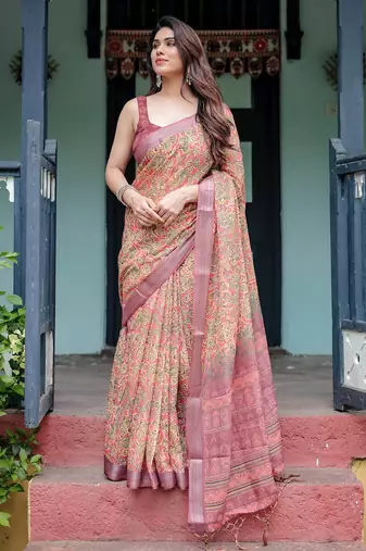 pink  ready to wear saree with  blouse