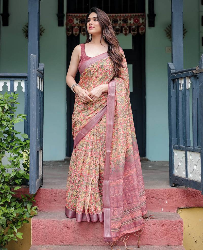 pink  ready to wear saree with  blouse