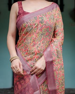 pink  ready to wear saree with  blouse 3
