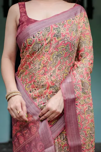 pink  ready to wear saree with  blouse