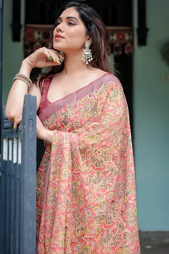 pink  ready to wear saree with  blouse