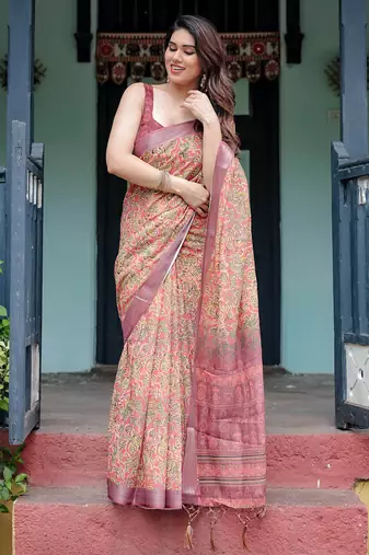 pink  ready to wear saree with  blouse