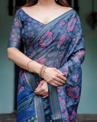 blue  ready to wear saree with  blouse 3