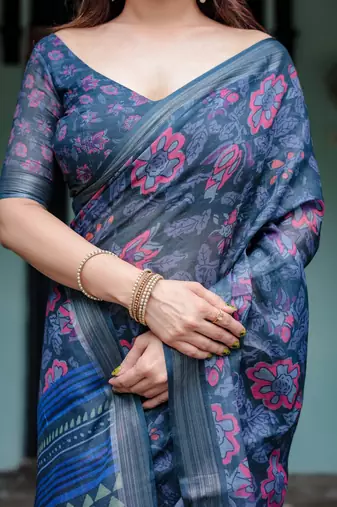 blue  ready to wear saree with  blouse
