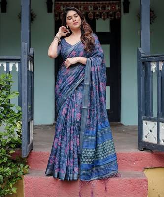 blue  ready to wear saree with  blouse 4