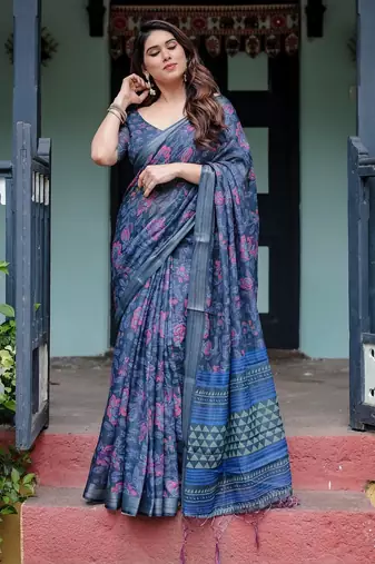 blue  ready to wear saree with  blouse
