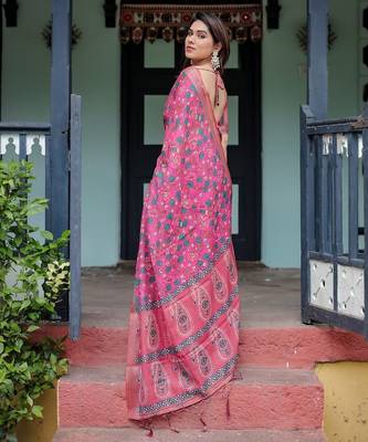 pink  ready to wear saree with  blouse 2