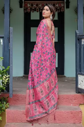 pink  ready to wear saree with  blouse