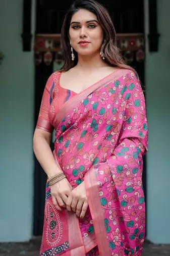 pink  ready to wear saree with  blouse