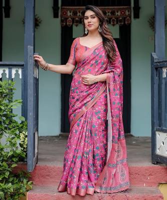 pink  ready to wear saree with  blouse 5