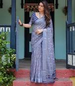 light blue  ready to wear saree with  blouse