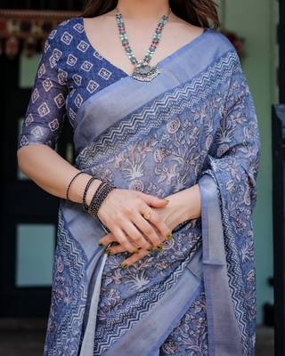 light blue  ready to wear saree with  blouse 3