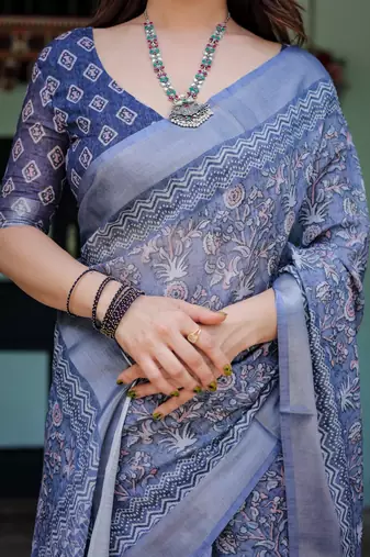 light blue  ready to wear saree with  blouse
