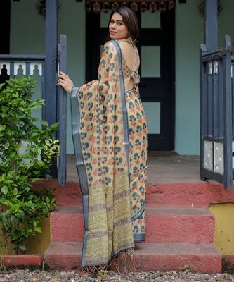 light yellow  ready to wear saree with  blouse 2