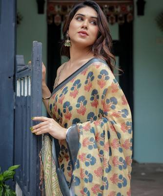 light yellow  ready to wear saree with  blouse 5