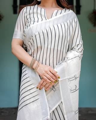 off white  ready to wear saree with  blouse 3