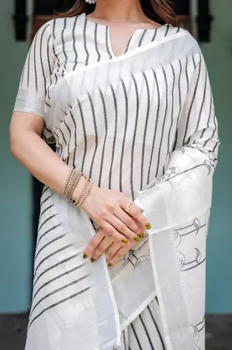off white  ready to wear saree with  blouse