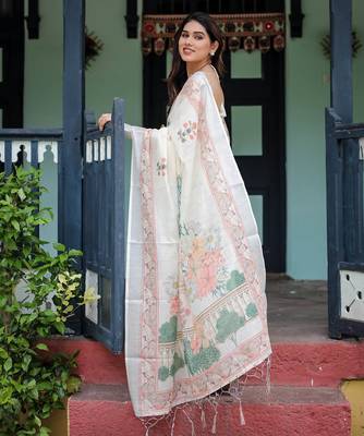 off wite  multi ready to wear saree with  blouse 2
