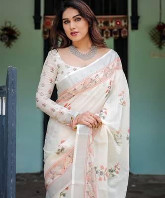 off wite  multi ready to wear saree with  blouse 5