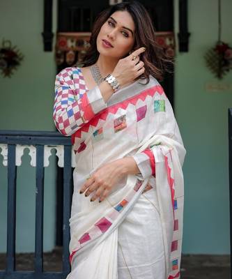 off white  ready to wear saree with  blouse 2