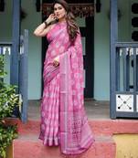 pink  ready to wear saree with  blouse