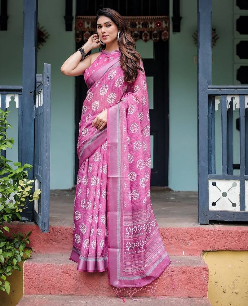 pink  ready to wear saree with  blouse