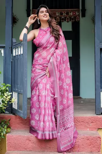 pink  ready to wear saree with  blouse