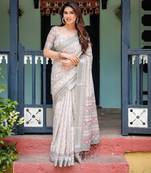 greay  ready to wear saree with  blouse