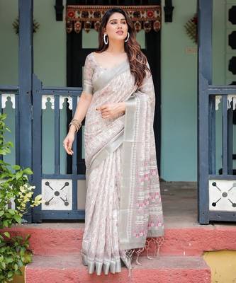 greay  ready to wear saree with  blouse 4