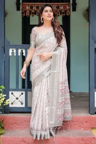 greay  ready to wear saree with  blouse